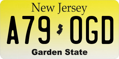 NJ license plate A79OGD