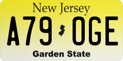 NJ license plate A79OGE