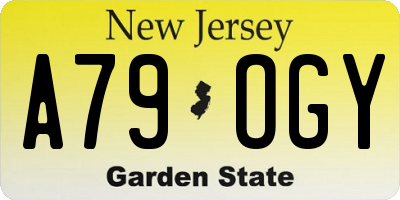 NJ license plate A79OGY