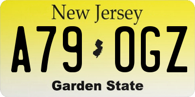 NJ license plate A79OGZ