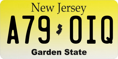 NJ license plate A79OIQ