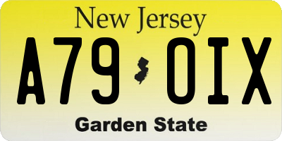 NJ license plate A79OIX