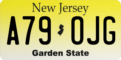 NJ license plate A79OJG