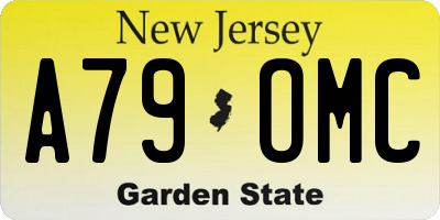 NJ license plate A79OMC
