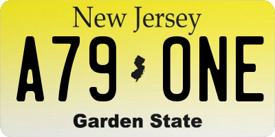 NJ license plate A79ONE