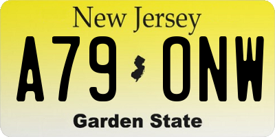 NJ license plate A79ONW
