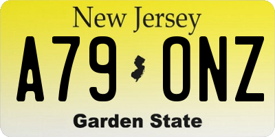 NJ license plate A79ONZ
