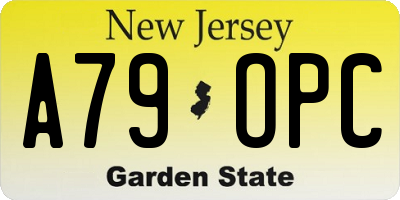 NJ license plate A79OPC