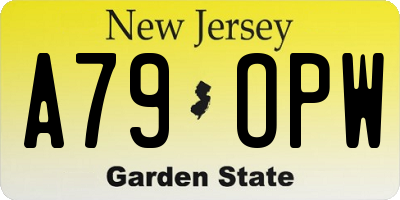 NJ license plate A79OPW