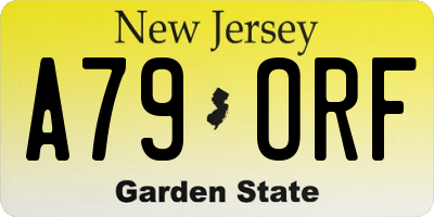 NJ license plate A79ORF