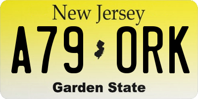 NJ license plate A79ORK