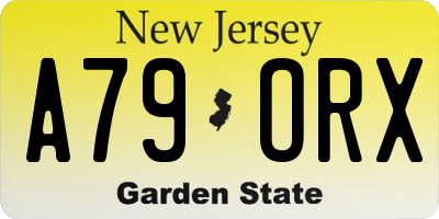 NJ license plate A79ORX