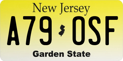 NJ license plate A79OSF