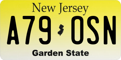 NJ license plate A79OSN