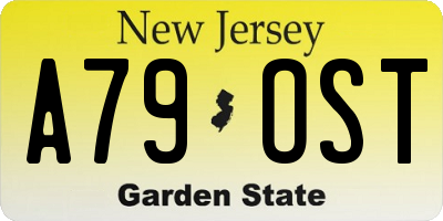 NJ license plate A79OST