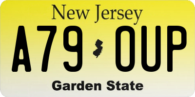 NJ license plate A79OUP