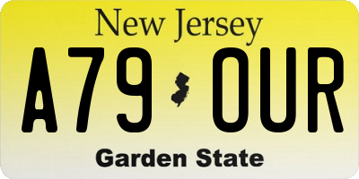 NJ license plate A79OUR