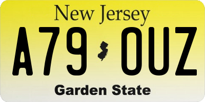 NJ license plate A79OUZ