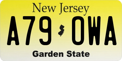 NJ license plate A79OWA