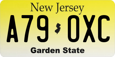 NJ license plate A79OXC