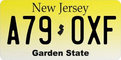 NJ license plate A79OXF