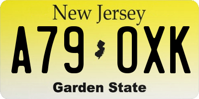 NJ license plate A79OXK