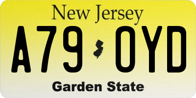NJ license plate A79OYD