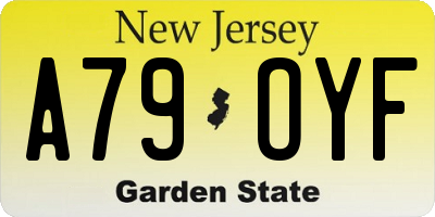 NJ license plate A79OYF