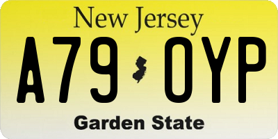 NJ license plate A79OYP