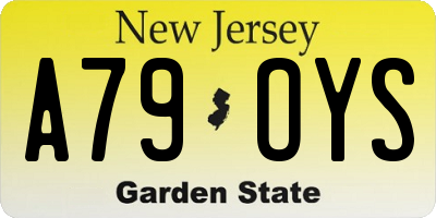 NJ license plate A79OYS