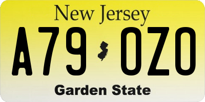 NJ license plate A79OZO