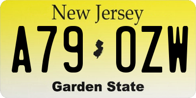 NJ license plate A79OZW