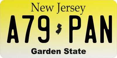 NJ license plate A79PAN