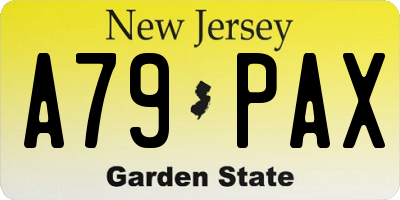 NJ license plate A79PAX