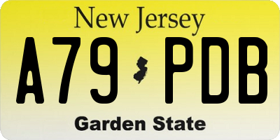 NJ license plate A79PDB