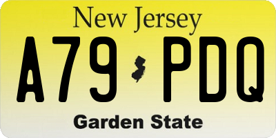 NJ license plate A79PDQ