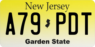 NJ license plate A79PDT