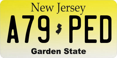 NJ license plate A79PED
