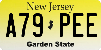 NJ license plate A79PEE