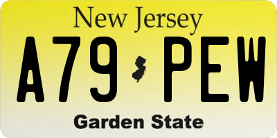 NJ license plate A79PEW