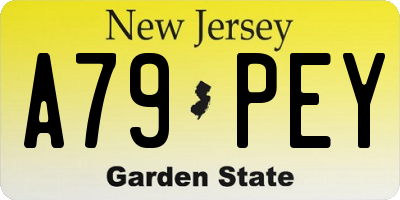 NJ license plate A79PEY