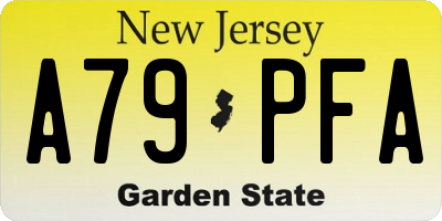 NJ license plate A79PFA