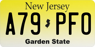 NJ license plate A79PFO