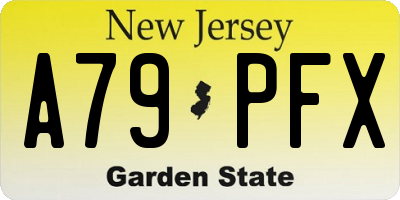 NJ license plate A79PFX