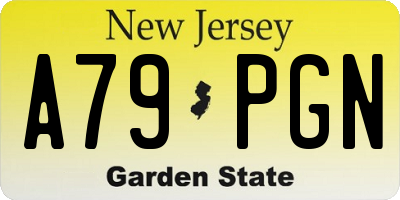NJ license plate A79PGN