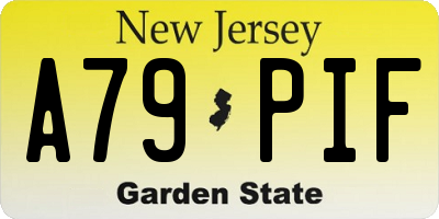 NJ license plate A79PIF