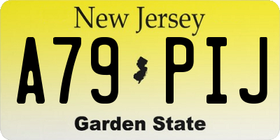 NJ license plate A79PIJ