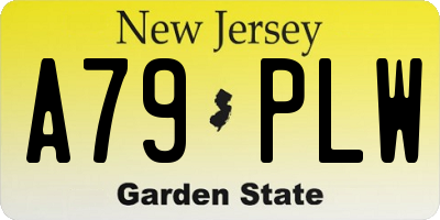 NJ license plate A79PLW