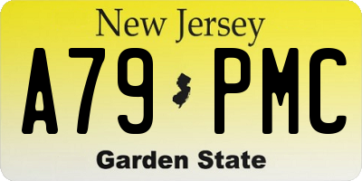 NJ license plate A79PMC