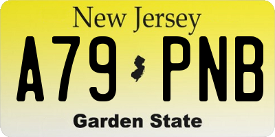 NJ license plate A79PNB